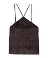 Staud Akari Plissé Halterneck Top In Brown