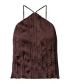 Staud Akari Plissé Halterneck Top In Brown