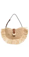 Staud Alana Raffia Fringe Shoulder Bag
