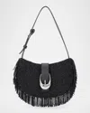 Staud Alana Beaded Fringe Shoulder Bag In Black Fringe