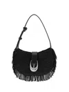 Staud Alana Beaded Fringe Shoulder Bag In Black