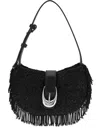 Staud Alana Beaded Fringe Shoulder Bag In Black