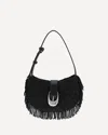 Staud Alana Beaded Fringe Shoulder Bag In Black
