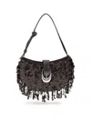 Staud Chic Sequin Shoulder Bag With Adjustable Strap In Brown