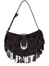 Staud Chic Sequin Shoulder Bag With Adjustable Strap In Brown