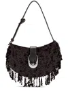 Staud Chic Sequin Shoulder Bag With Adjustable Strap In Brown