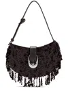 Staud Chic Sequin Shoulder Bag With Adjustable Strap In Brown