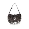 Staud Chic Sequin Shoulder Bag With Adjustable Strap In Brown
