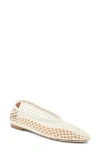 Staud Alba Leather-trimmed Crocheted Ballet Flats In Paper Netting