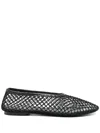Staud Alba Ballet Flat In Black Netting In Black