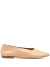 Staud Brushed Leather Ballerina Shoes In White