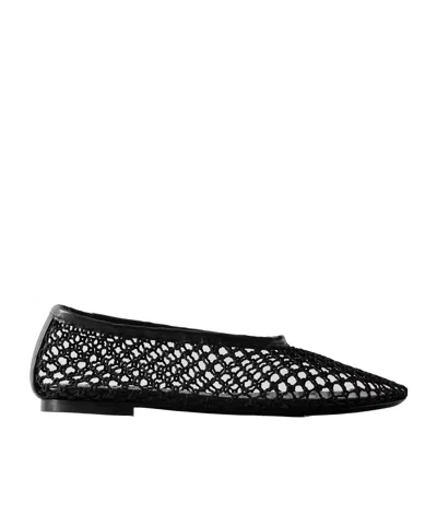 Staud Alba Crocheted Ballet Flats In Black
