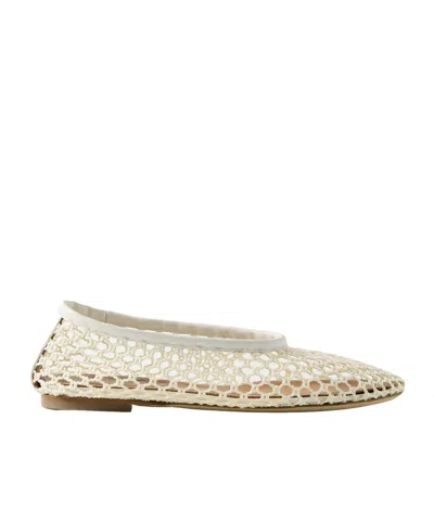 Staud Alba Crocheted Ballet Flats In Neutral