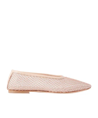 Staud Alba Crystal-embellished Mesh Ballet Flats In Pink