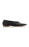 Staud Alba Leather Ballet Flats In Black
