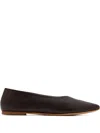 Staud Alba Leather Ballet Flats In Brown
