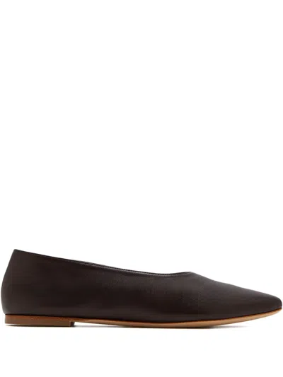 Staud Alba Leather Ballet Flats In Brown