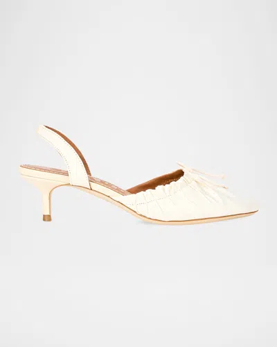 Staud Alba Satin Ballet Slingback Pumps In White