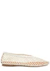 Staud Alba Leather-trimmed Crocheted Ballet Flats In White