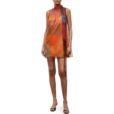 Staud Albee Bead Detail Minidress In Brown