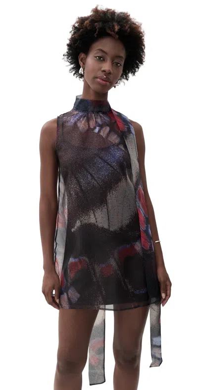 Staud Albee Butterfly Mini Dress Butterfly Fuchsia In Multi