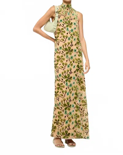Staud Albee Dress In Moss Floral Tapestry In Green