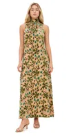 Staud Albee Dress Moss Floral Tapestry
