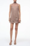 Staud Albee Feather Puff Sleeveless Minidress In Neutral