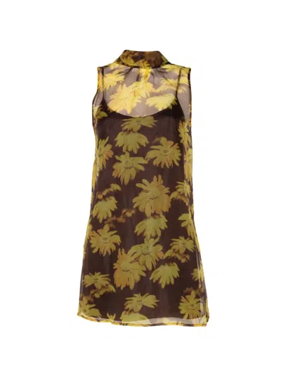Staud Albee Floral-print Mini Dress In Multi