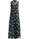 Staud Albee Botanical Shadows Organza Dress In Black