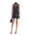 Staud Albee Beaded-detail High-neck Mini Dress In Green