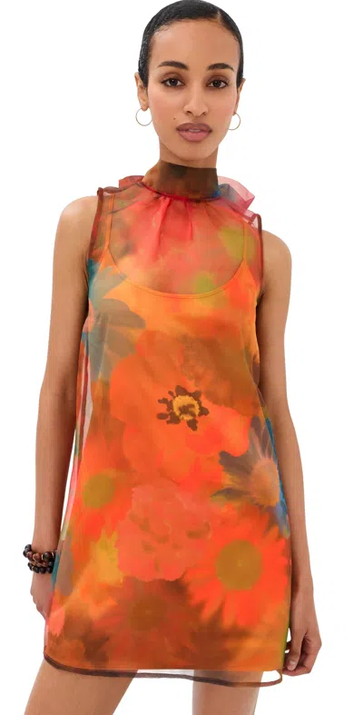 Staud Albee Mini Dress Superbloom In Red