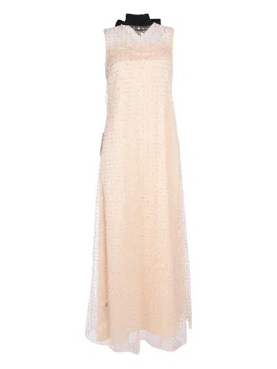 Staud Albee Tie-embellished Maxi Dress In Neutral