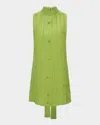 Staud Albee Tie-neck Mini Dress In Green