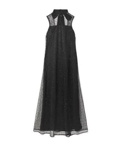 Staud Albee Embellished Tie-detailed Faille-trimmed Tulle Maxi Dress In Multi