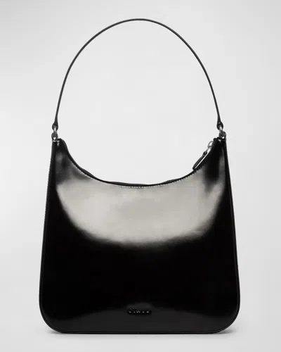 Staud Alec Zip Leather Shoulder Bag In Black