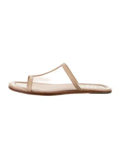 Pre-owned Staud Alessandra Mesh Slides In Gold/metallic