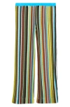 Staud Ali Striped Knitted Straight-leg Pants In Green
