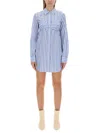 Staud Striped Shirt Dress In Blue