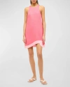 Staud Allori Sleeveless Linen Shift Dress In Pink