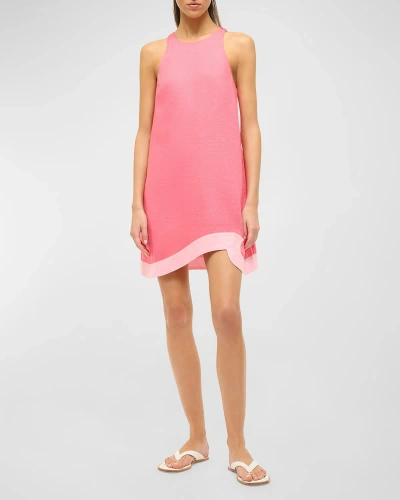 Staud Allori Sleeveless Linen Shift Dress In Coral Paradise/ Pearl Pink