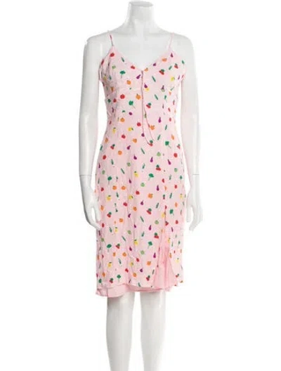 Pre-owned Staud Allover Print Dress In Pink