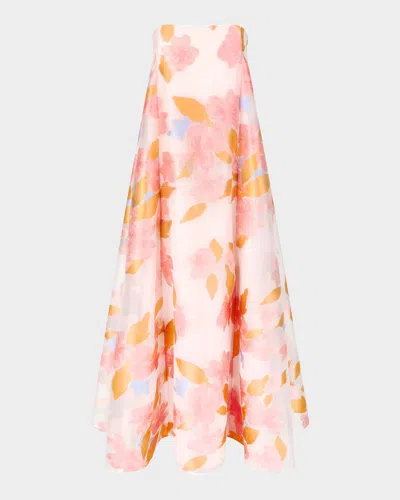 Staud Allyson Floral Jacquard Organza Dress In Multi