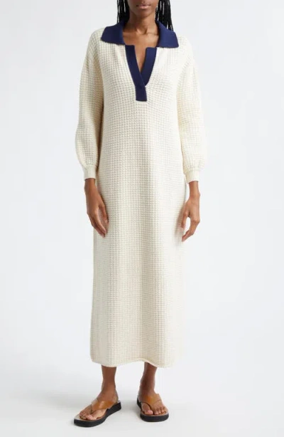 Staud Altea Dress In Ivory/navy