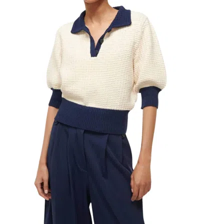 Staud Altea Sweater In Ivory & Navy