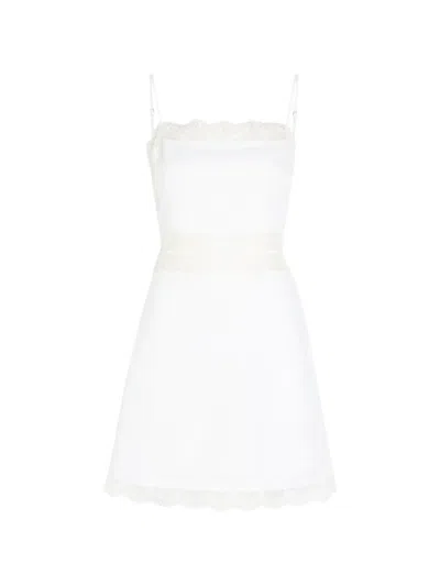 Staud Amalina Lace-trim Slip Mini Dress In White