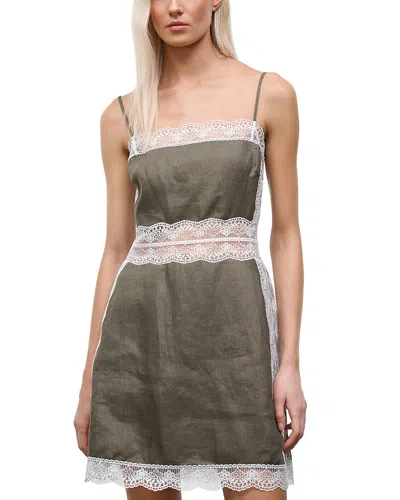 Staud Amalina Linen Mini Dress In Green