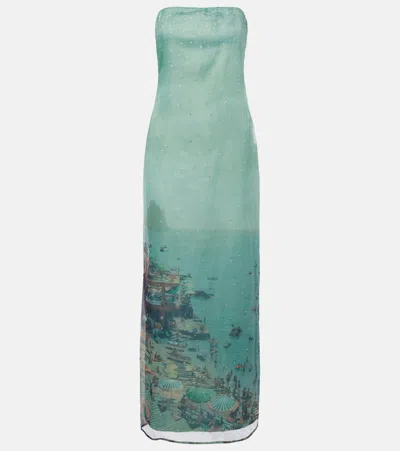 Staud Women's Amara Scenic Organza Dress In Blue