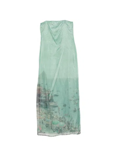 Staud Amara Strapless Maxi Dress In Green