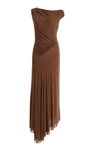 Staud Amaris Chiffon Maxi Dress In Brown